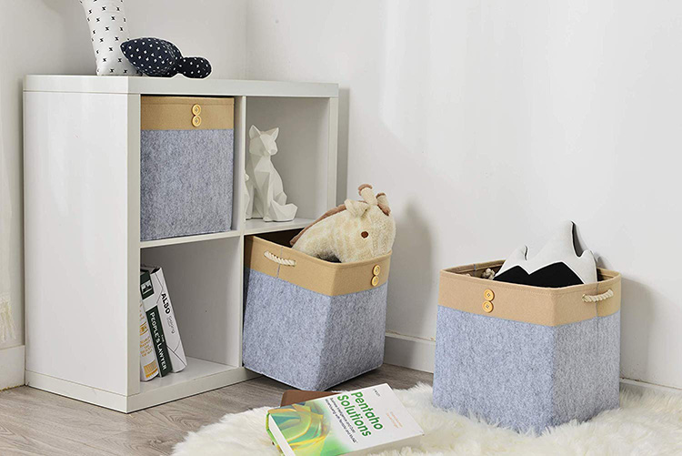 Foldable Storage Cubes Bins With Dual Handles Felt Storage Baskets