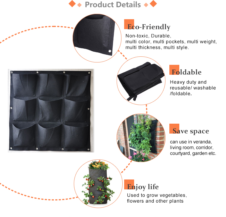 Pockets Vertical Wall Hanging Grow Bags